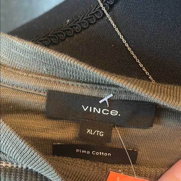 Vince Brown Long Sleeve Tee with Autumnal Stripes - Picture 2 of 5